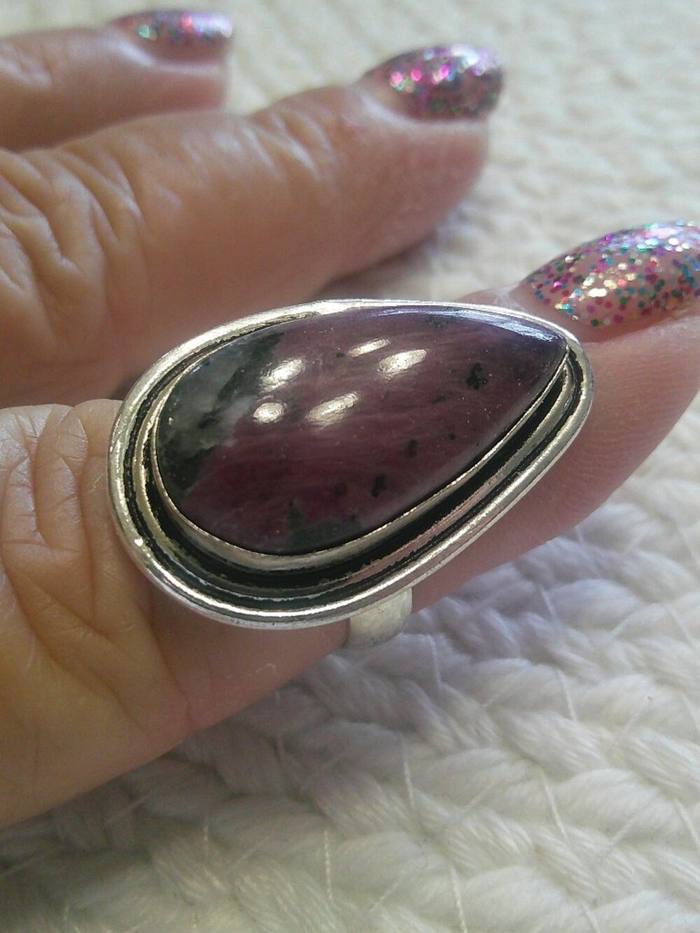 Gorgeous RUBY in ZOISITE Handmade Sterling 925 Ring Size 7.5 #264F